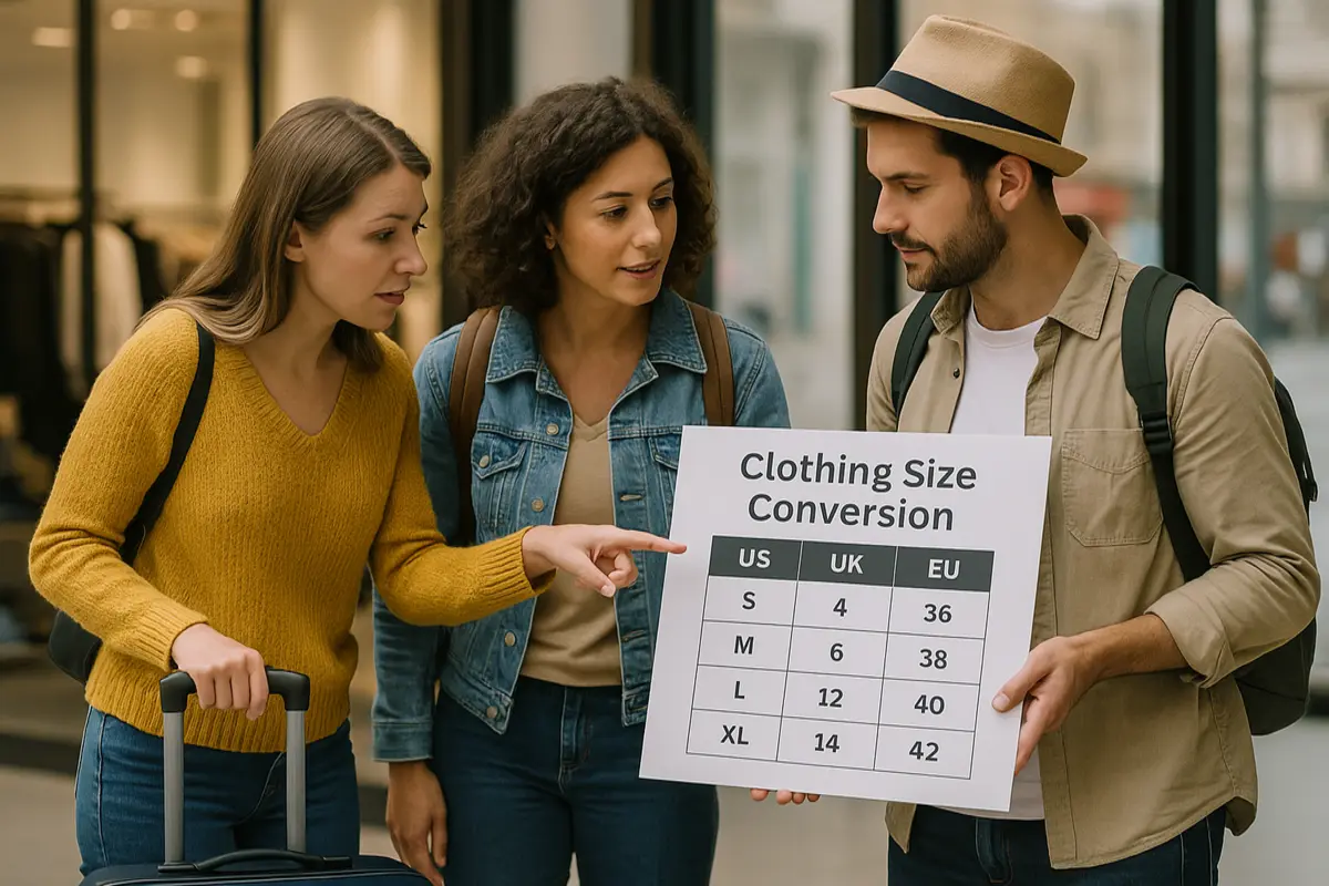 conversion des tailles de vêtements en voyage